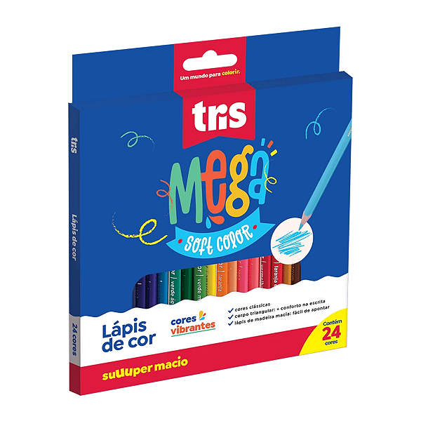 Lápis de Cor Mega Soft Color Tris Caixa 24 Cores Super Macio