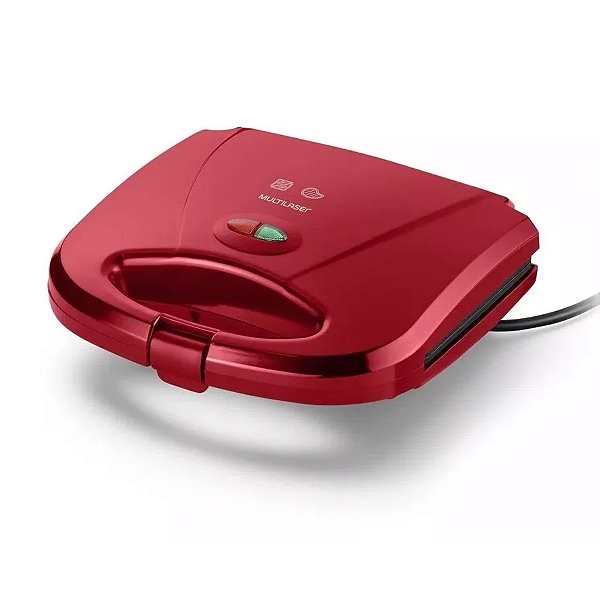 Sanduicheira Grill Elétrica Gourmet 750w 127V Antiadere Vermelha