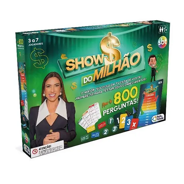 Jogo de Tabuleiro Show do Milhão Silvio Santos SBT Aprendizado e Diversão Garantida Pais&Filhos