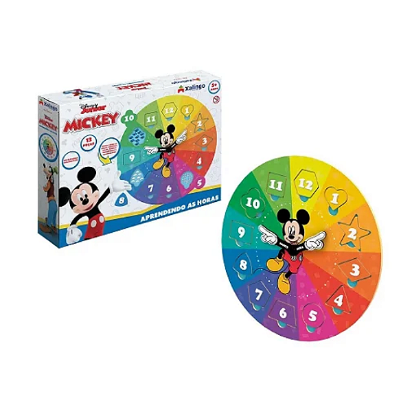 Jogo Educativo Didático Xalingo Relógio do Mickey Quebra-Cabeça 13 Peças