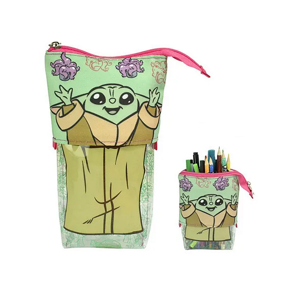 Estojo Escolar Que Fica Em Pé Retrátil Mandalorian Baby Yoda Star Wars Dac Lançamento