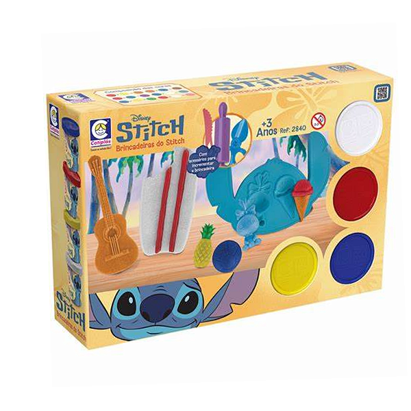 Kit Massinha Brincadeiras do Stitch Massa de Modelar Cotiplás 4 Potes
