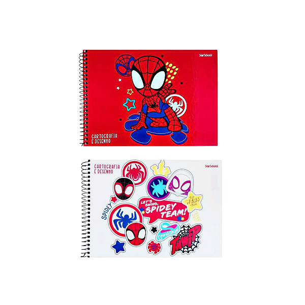 Caderno Cartografia Desenho Spidey e Amigos StarSchool Espiral 80 Folhas Jandaia