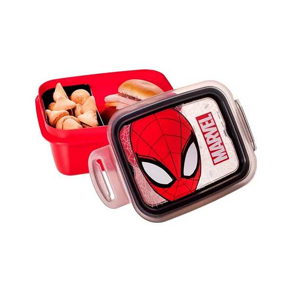 Lancheira Escolar Homem-Aranha Marvel 850ml Plasútil Marmita Infantil com Divisória
