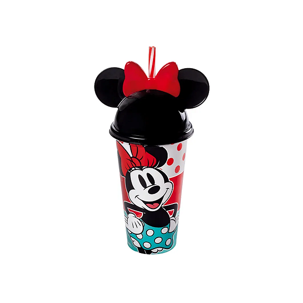 Copo C/ Canudo Minnie Mouse 500ml Plasútil