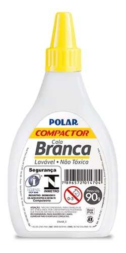 Cola Branca Escolar 90g Lavável e Atóxica Compactor