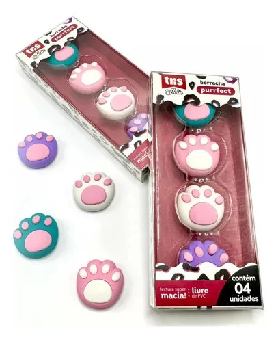 Borracha Escolar Purrfect Holic Patinhas 4 Unidades Tris