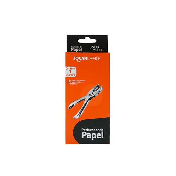 Perfurador de Papel Jocar Office 1 Furo Até 6 Folhas