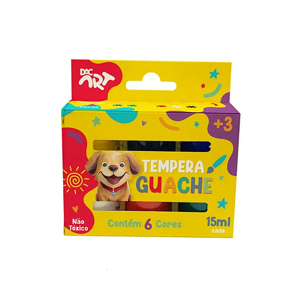 Tempera Guache 6 Cores 15ml Cada Pote Dac