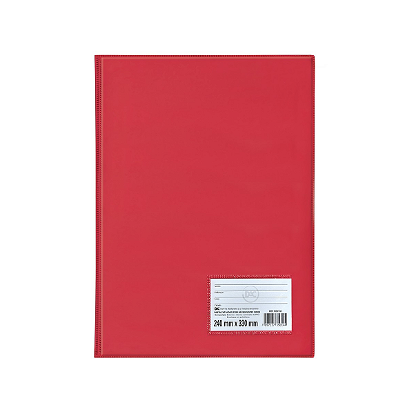 Pasta Catalogo Escolar Oficio A4 Vermelho 50 Envelopes Dac