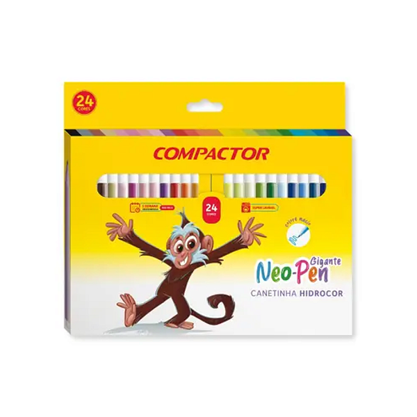 Canetinha Hidrocor Neo Pen Gigante C/ 24 Cores Compactor