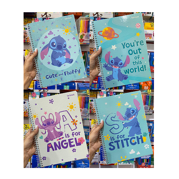 Caderno Espiral Universitário Stitch & Angel Jandaia