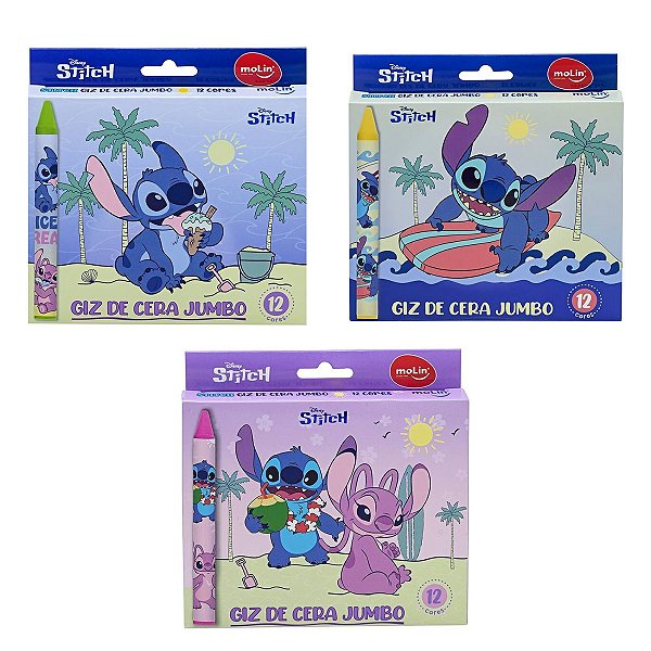 Giz de Cera Jumbo Lilo & Stitch 12 Cores Molin