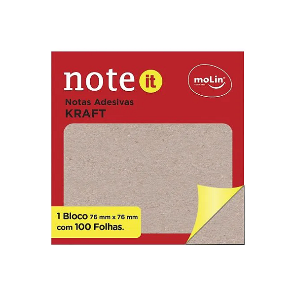 Bloco de Notas Adesivas Kraft 100 Folhas Molin