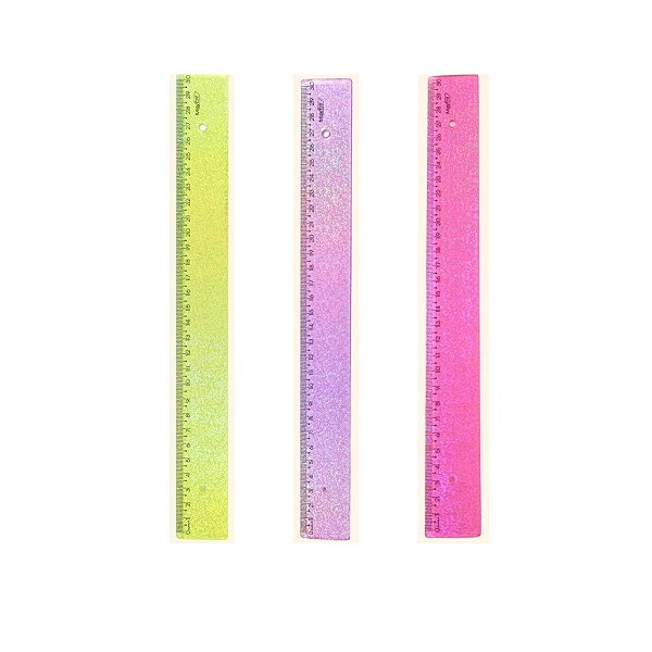 Régua Escolar New Line Holográfica 30cm Glitter Maxcril