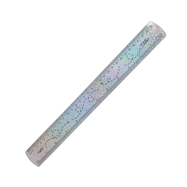 Régua Flexível Prata Holográfica C/ Glitter 30 cm Maxcril