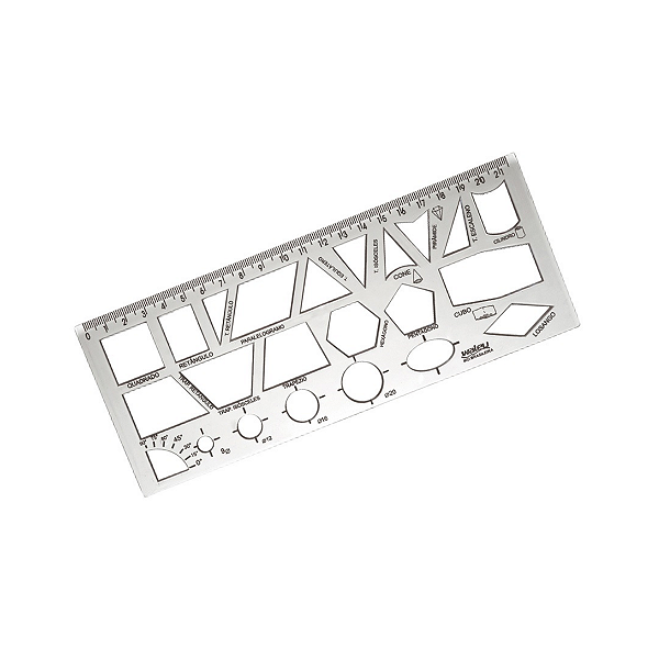 Régua Escolar Formas Geométricas 21cm Maxcril