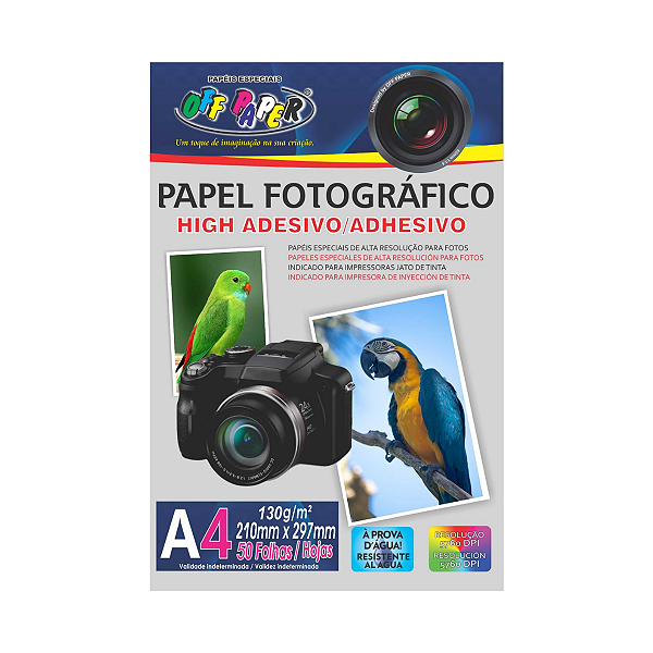 Papel Fotográfico Adesivo A4 130g 50 Folhas Á Prova D´agua Off Paper