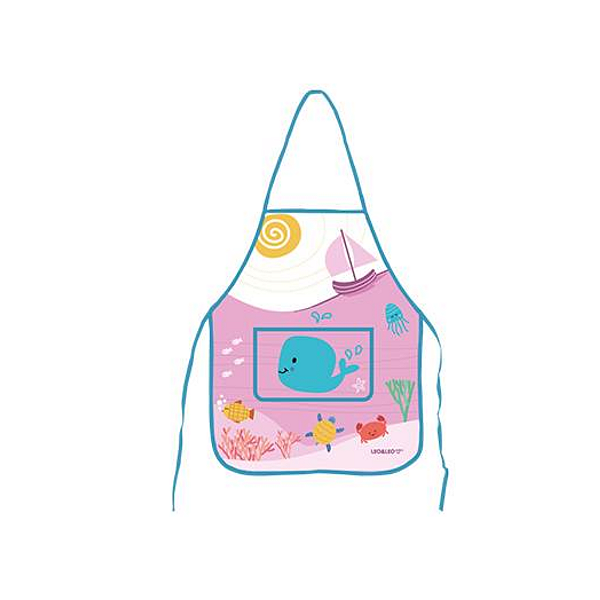 Avental Infantil C/ Bolso Fundo do Mar Impermeável Leo&Leo
