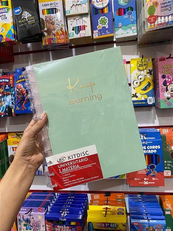 Caderno Keep Learningh Verde 1 Mat Removível 90g Kitdisc