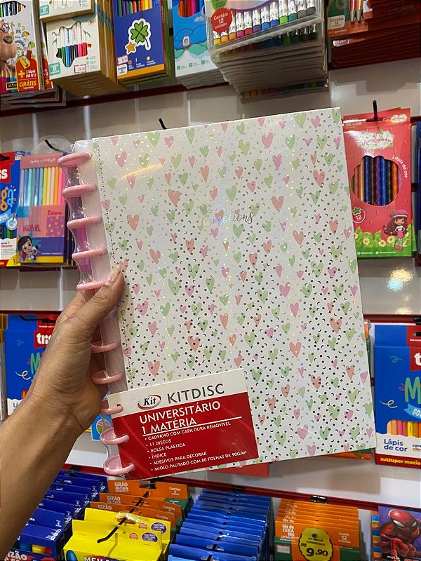 Caderno Emotions Coração 1 Mat Removível 90g Kitdisc