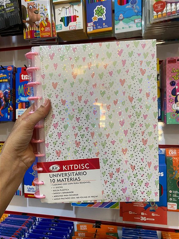 Caderno Emotions Coração 10 Mat Removível 90g Kitdisc
