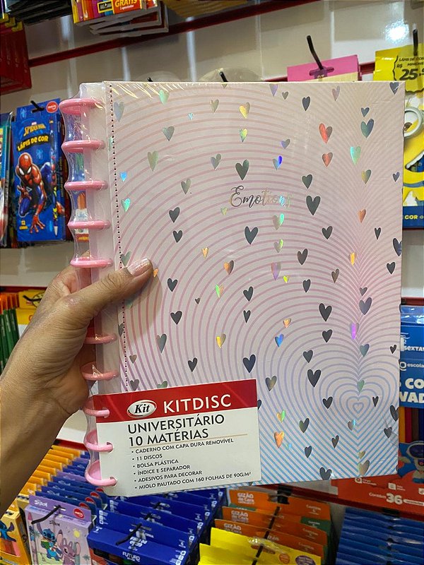 Caderno Emotions Coração 10 Mat Removível 90g Kitdisc