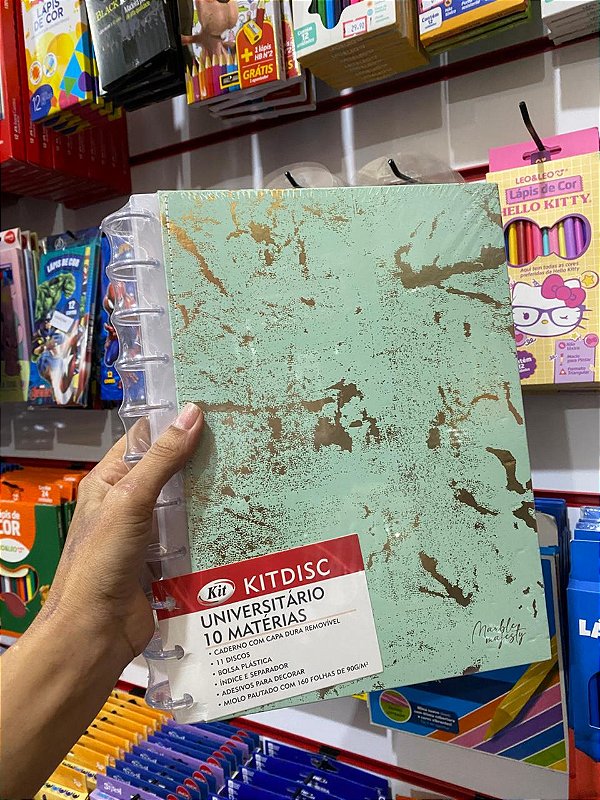 Caderno Marble Majesty Verde 10 Mat Removível 90g Kitdisc