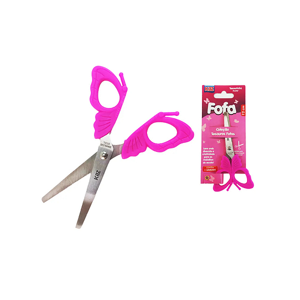 Tesoura Borboleta Fofa 13cm Kaz