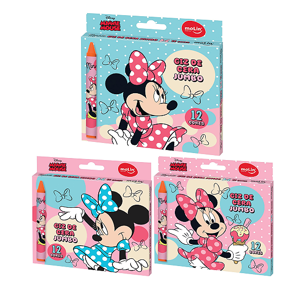 Giz de Cera Jumbo Minnie Mouse 12 Cores Molin