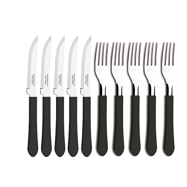 Kit de Faca de Serra + Garfos Leme Inox 10 Peças Tramontina