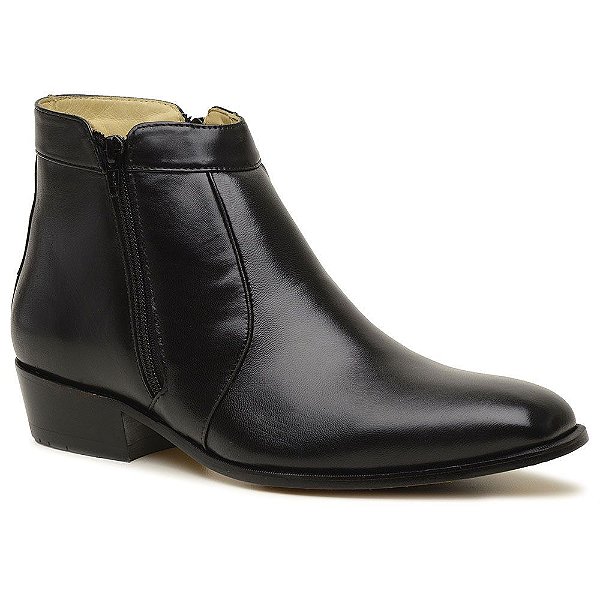 Botina Masculina Social Couro Pelica Preto Com Zíper - Silverado Botas