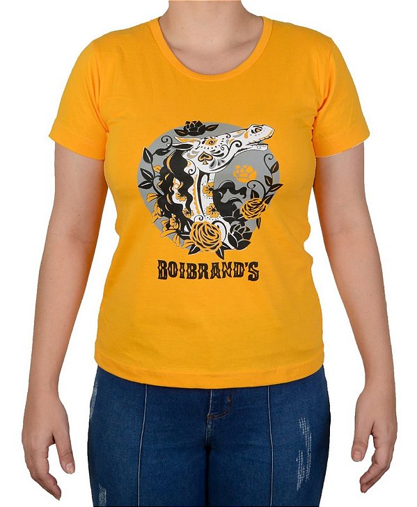 Baby Look Feminina Country Boibrand's Cavalo Mexicano - Amarelo