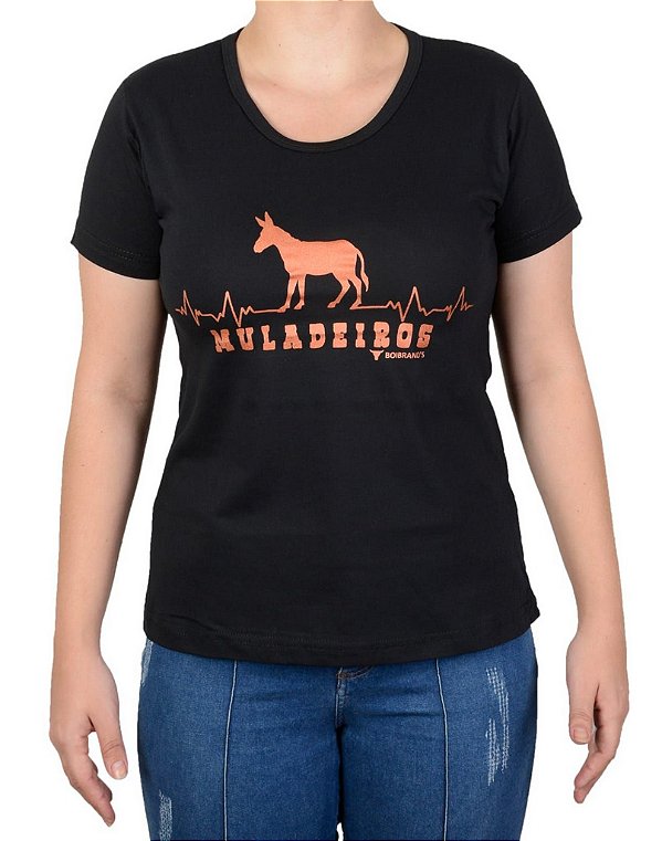 Baby Look Feminina Country Boibrand's Muladeiros - Preto