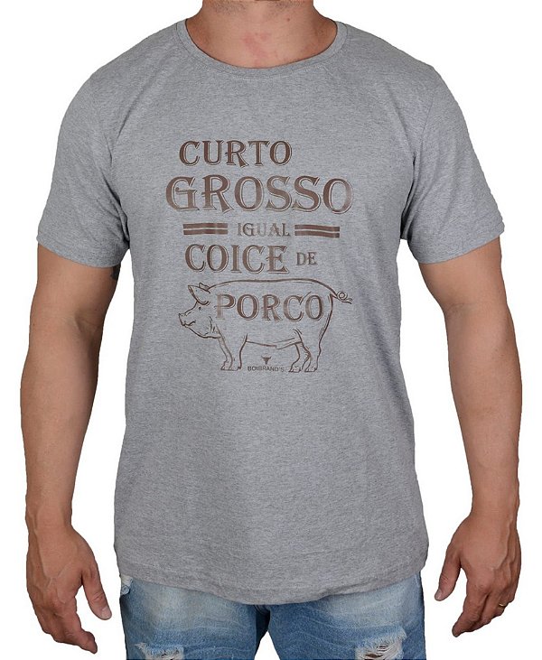 Camiseta Masculina Country Boibrand's Coice de Porco - Cinza Mescla