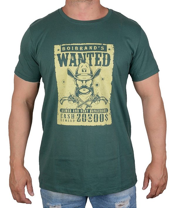 Camiseta Masculina Country Boibrand's Procurado - Verde Musgo