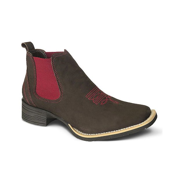 Botina Feminina Couro Country Nobuck Cafe - Silverado Botas