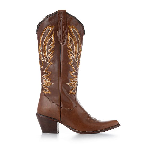 Bota Texana Feminina Couro Dallas Pinhao - Silverado Botas
