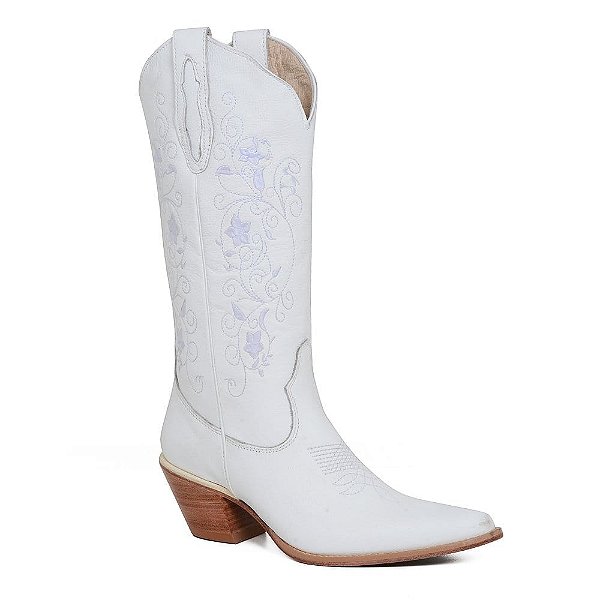 Bota Texana Feminina Couro Floater Branco - Silverado Botas