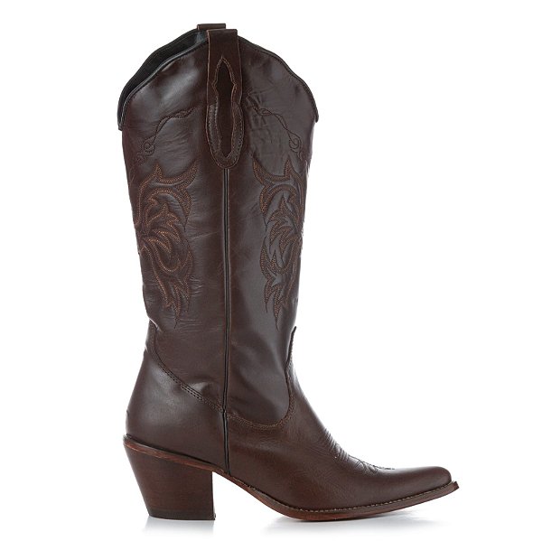 Bota Texana Feminina Couro Dallas Cafe - Silverado Botas