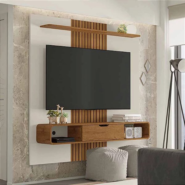 Painel Lisboa Ripado 3D Larg. 1.58m - Tv até 65" - Bechara