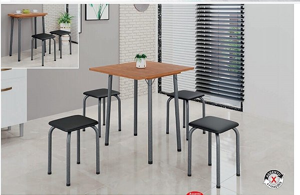 Mesa Dobrável Luana com 4 banquetas - Soma