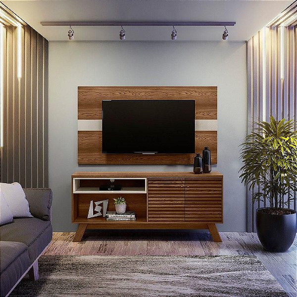 Rack Camboriu com painel França  1.60m Tv até 55" - Linea Brasil