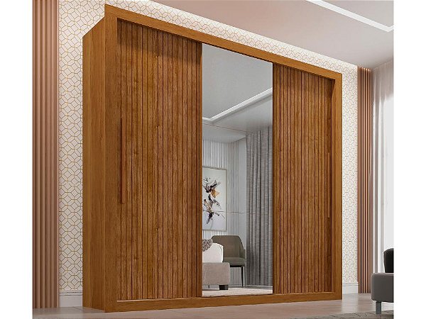 Roupeiro Panamá com portas de correr sendo 01 porta com espelhos - Salleto