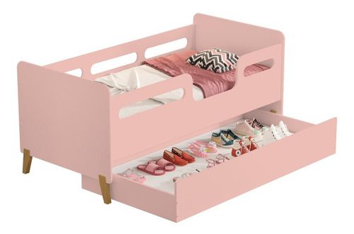 Cama Infantil Cecília com cama auxiliar - Vj Móveis