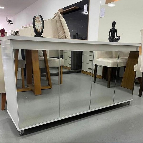 Aparador Buffet 4 Portas Espelhadas Maria 1.40m - Minas Plac
