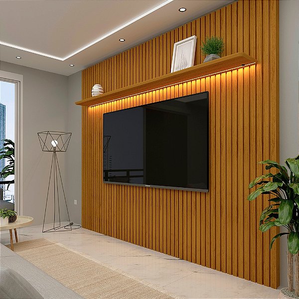 Painel Nobre Ripado 230m com LEDv- Gelius Móveis