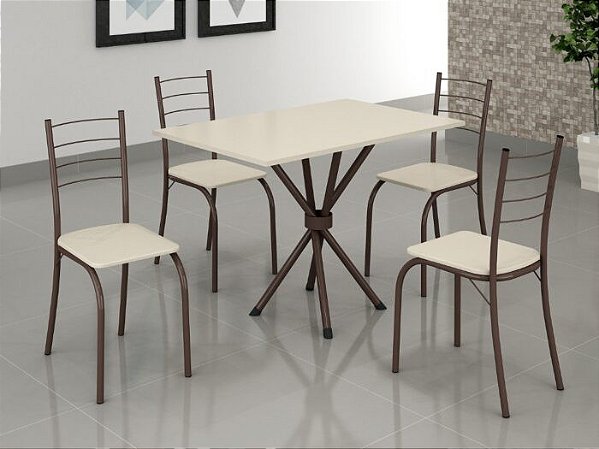 Conjunto Mesa Tubular Rio 1.00x0.60 com 04 Cadeiras - Teixeira