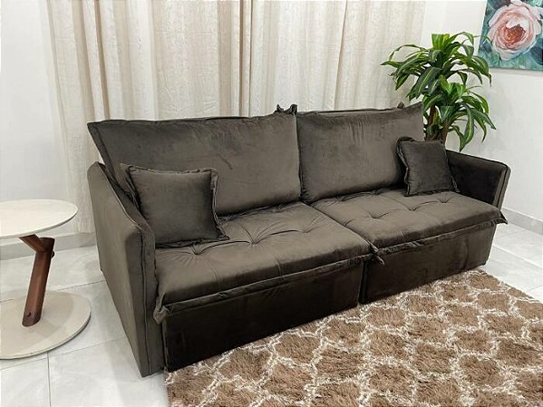 Sofá Cama retrátil Suiça 2.20m de largura - Boareto Estofados