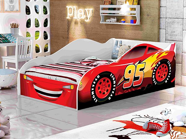 Cama Infantil Carro Corrida 95  100% MDF  - J A Moveissr